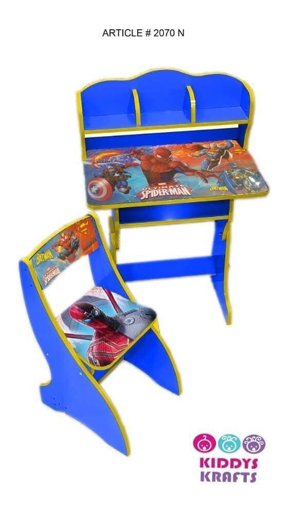 Kids Chair Table Wooden Design High Decorated Wood Study Table Chair Set - Blue