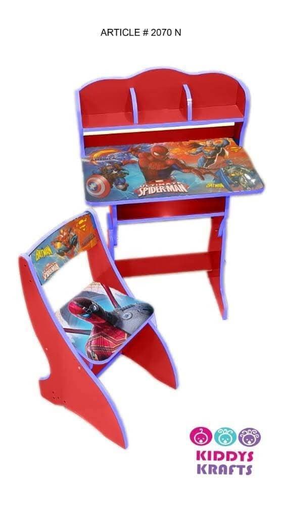 Kids Chair Table Wooden Design High Decorated Wood Study Table Chair Set - Red