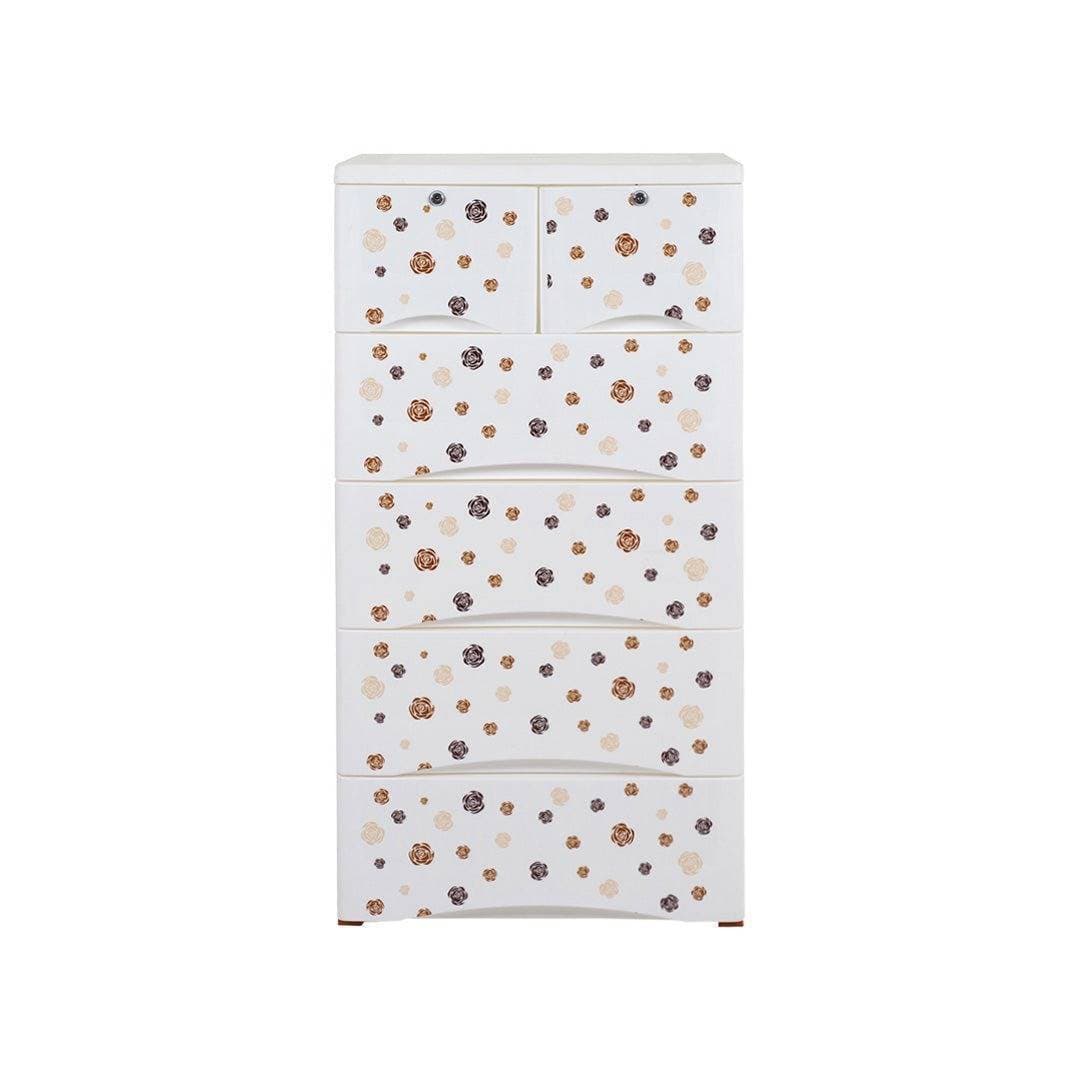 Kids Baby Almirah Baby Cupboard Kids Orchid Drawer Brown Flower Print