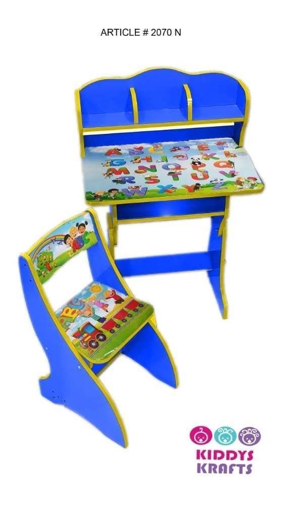 Kids Chair Table Wooden Design High Decorated Wood Study Table Chair Set - 2070N