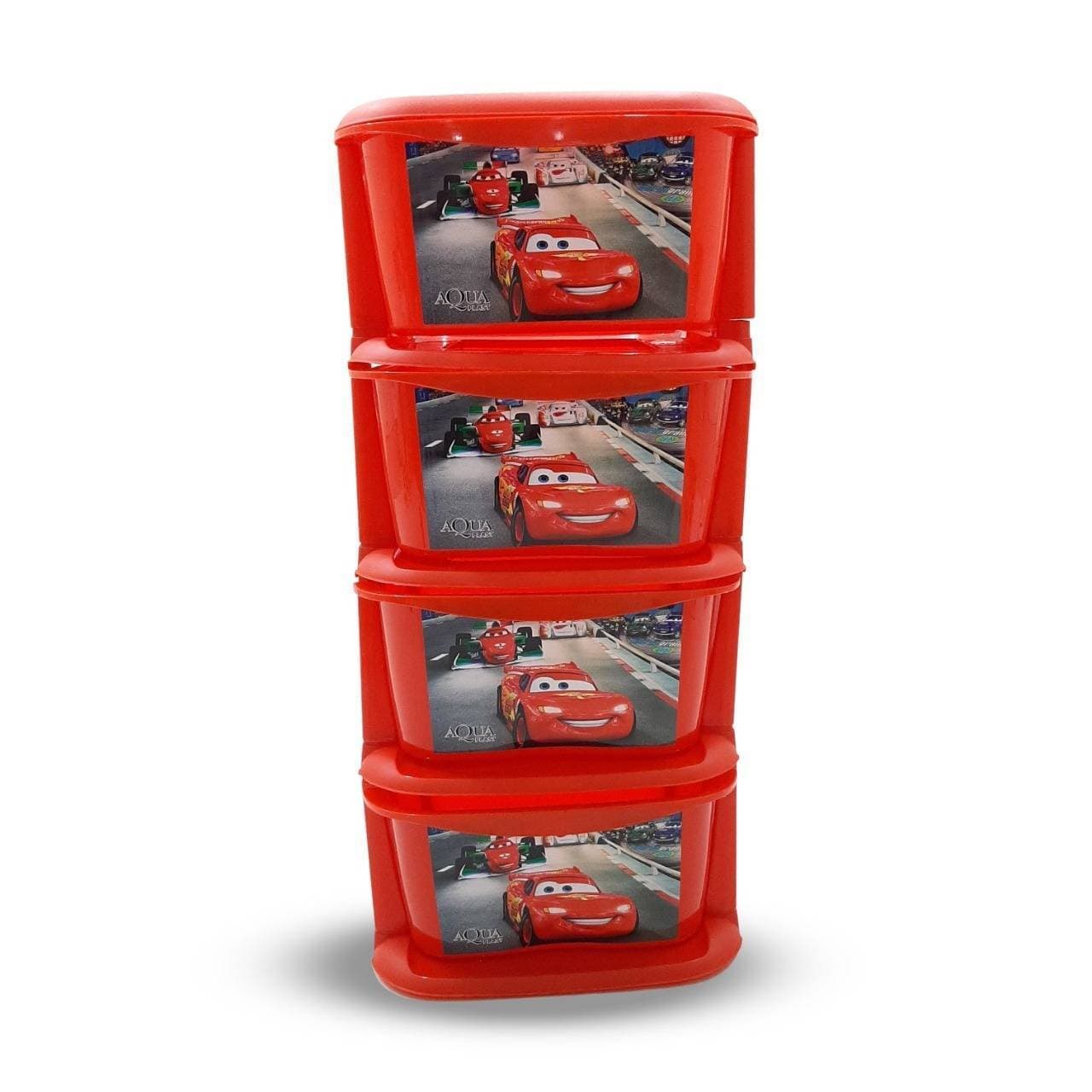 Kids Cars Drawers Portable Kids Almirah Chester Drawer 4 Layers - Red