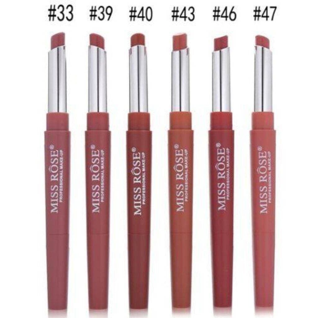 Miss Rose - Pack Of 6 Nude Lipstick + Lipliner - 2 in 1