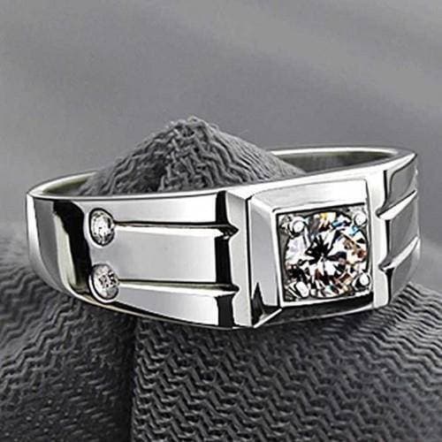 Zircon Crystal Silver Color Ring For Men