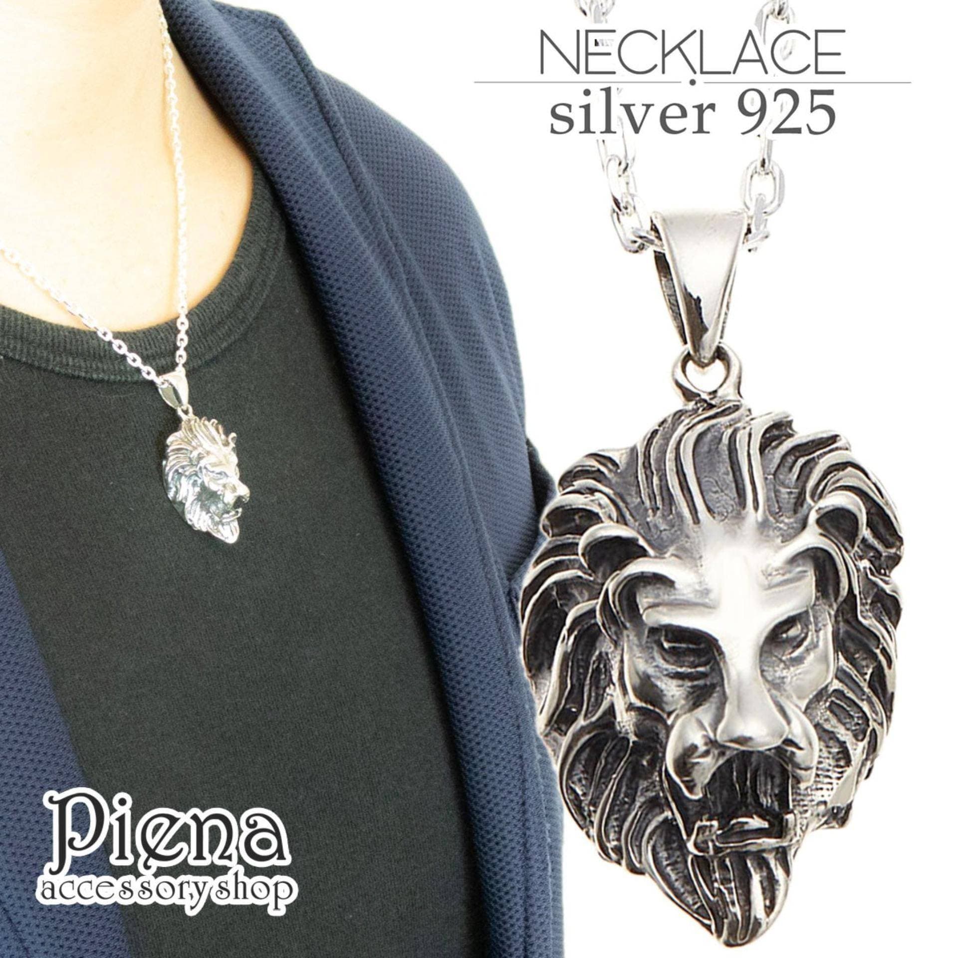 Silver Chain Lion Shape Necklace for Men