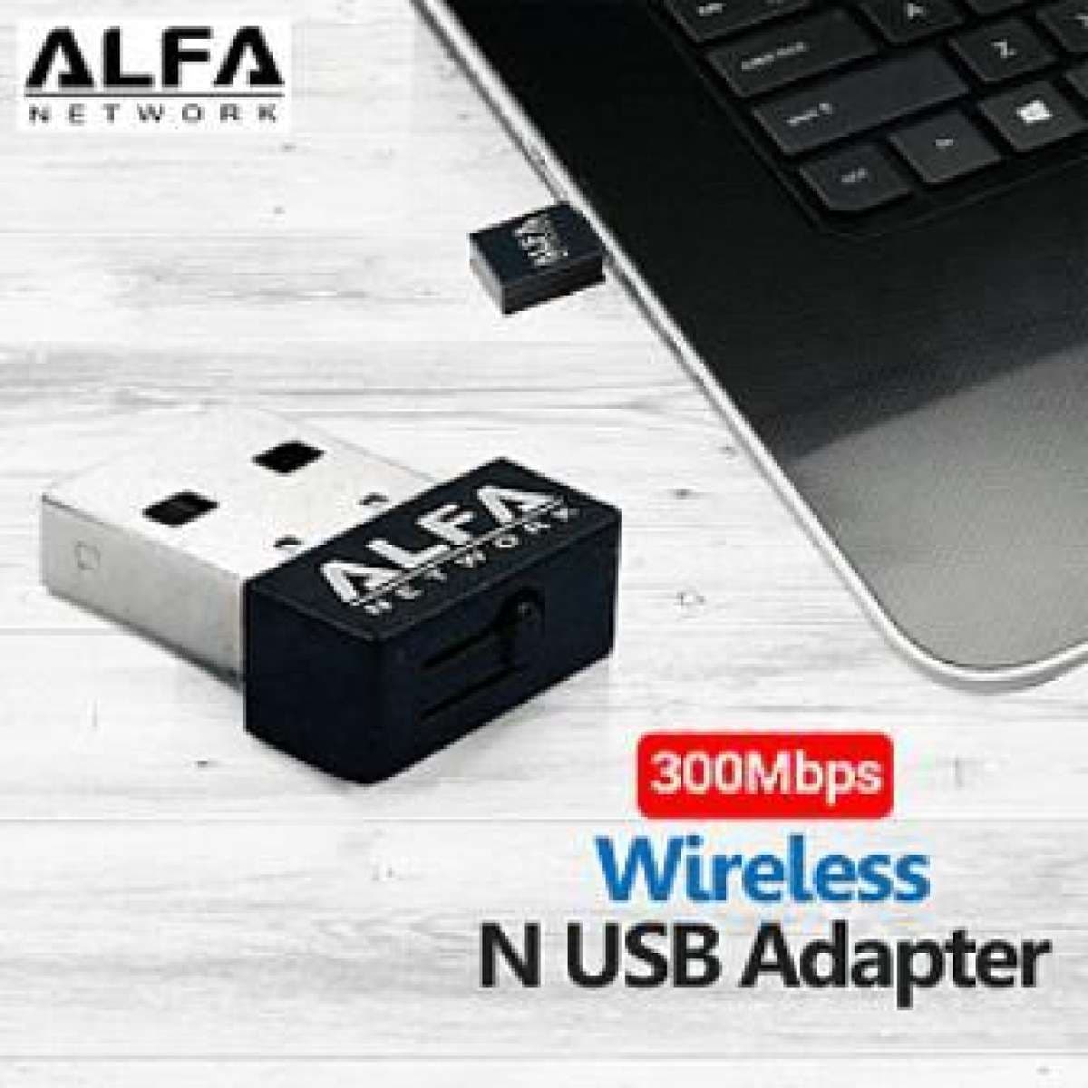 Alfa Wireless N USB Adapter WiFi Dongle 2.4 GHz - 300Mbps