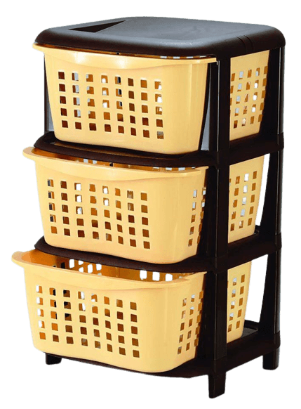 3 Drawer Storage Box Decorative Box Plastic Cabinet  - Yellow