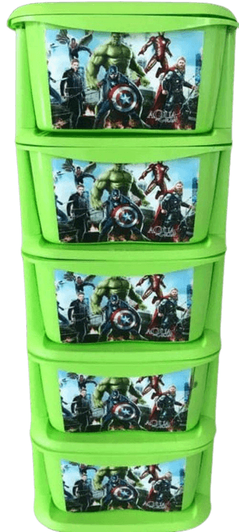 Aqua Plastics 5 Layer Storage Box Drawer For Kids - Green