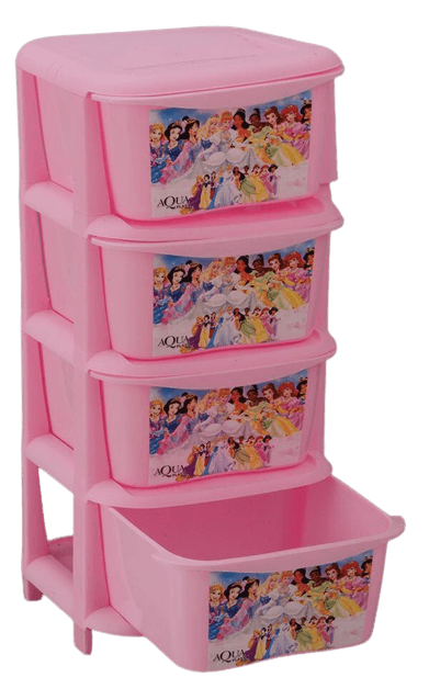 Kids Princess Drawers Portable Kids Almirah Chester Drawer 4 Layers - Pink