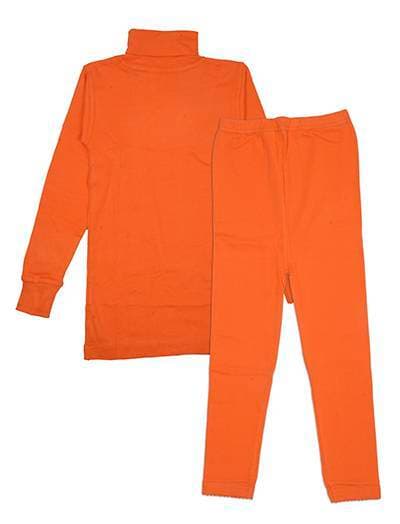 Kids High Neck Thermal Wear Suit - Orange