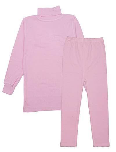 Kids High Neck Thermal Wear Suit - Baby Pink