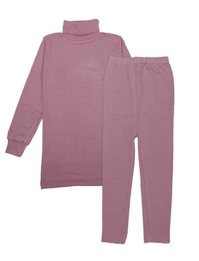 Kids High Neck Thermal Wear Suit - Tea Pink