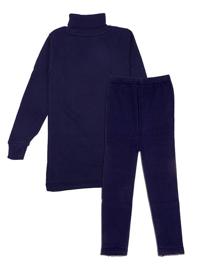 Kids High Neck Thermal Wear Suit - Dark Blue