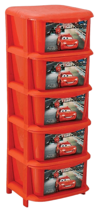 Aqua Plastics 5 Layer Storage Box Drawer For Kids - Red