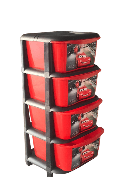 Aqua Plast 4 Layer Storage Box Storage Drawer - Red & Black