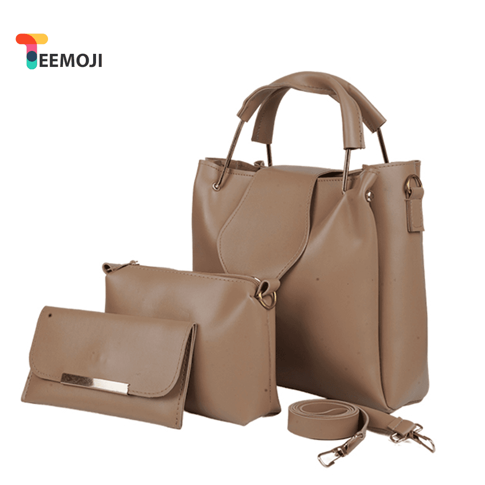 1-Set - Large Capacity Leather Shoulder Bags for Women - Brown