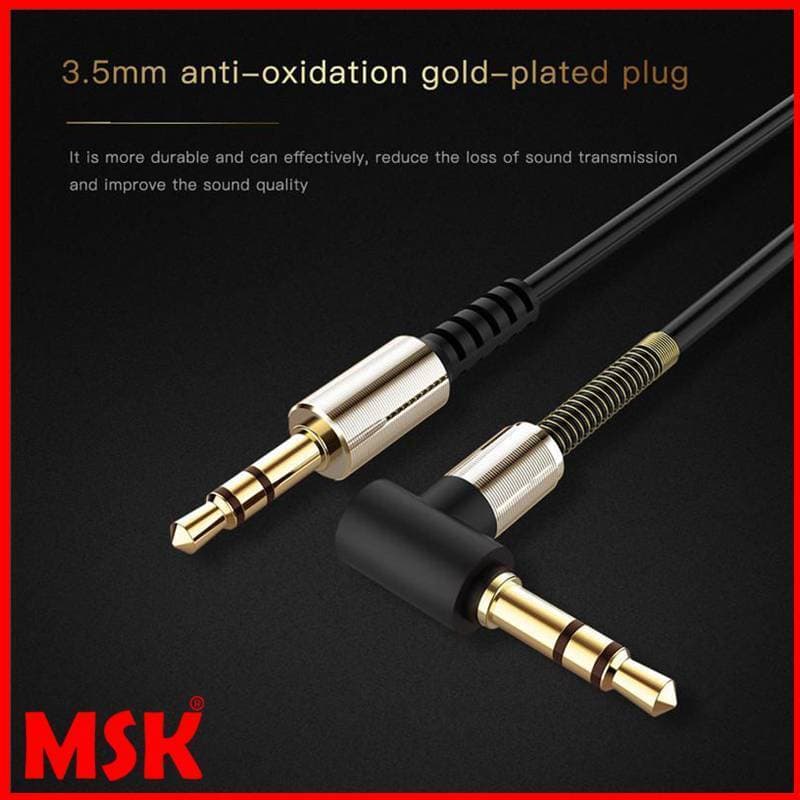 Aux Cable L-Shaped Spring Cable Male To Male For Speakers