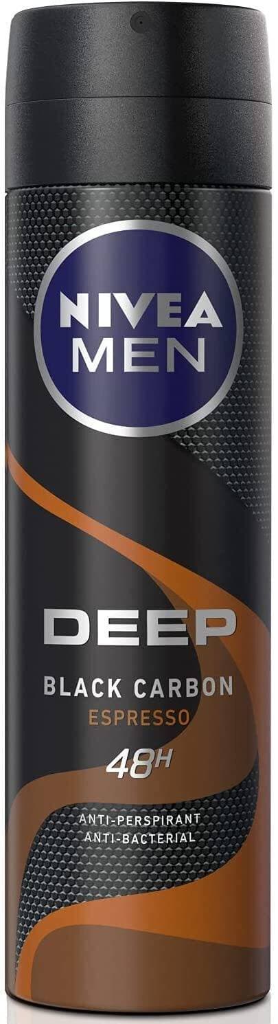 Men Deodorant 48H Deep Black Carbon Espresso Anti-Perspirant Body Spray, 150Ml