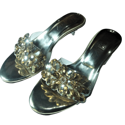 Women'S Stylish Fancy Comfortable Mules With Fancy Stones Buckle Golden