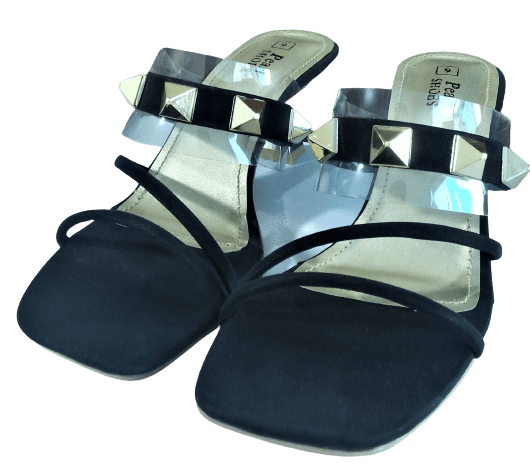 Casual Classic Mules Black 3 Heel Double Stripes