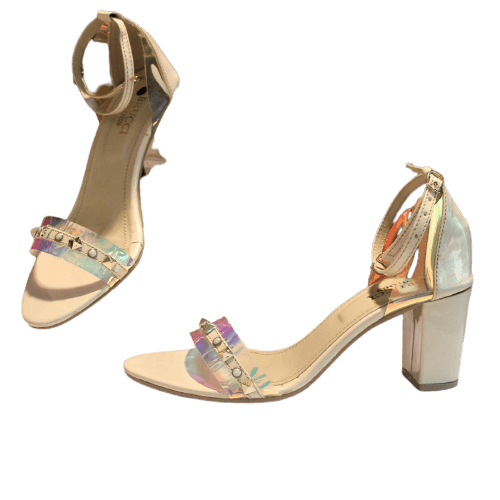 Party Stylish Block Heel Single Stripes With Fancy Buckle