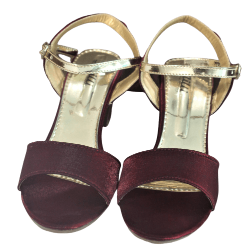 Pearl Shoes Stylish Casual Block Ankle Straps Silky Wide Stripes For Women