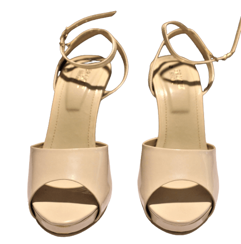 Women Comfortable Elegant Block Heel Ankle Strap Cream