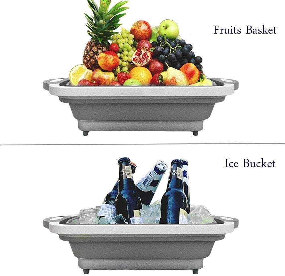Multifunction Collapse able Cutting Board Dish washing basket drain basket 3 in 1