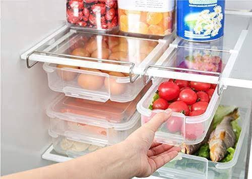Kitchen Fridge Freezer Space Saver Organizer Storage Rack Holder Slide Drawer Tool (small size)