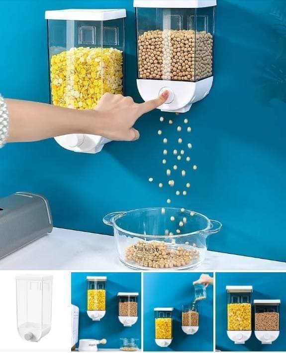 Wall-Mounted Cereal Dispenser Dry Food Snack Grain Canister