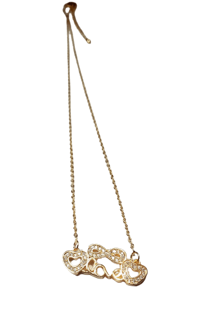 Original Zircon Love Heart Crystals Gold Necklace