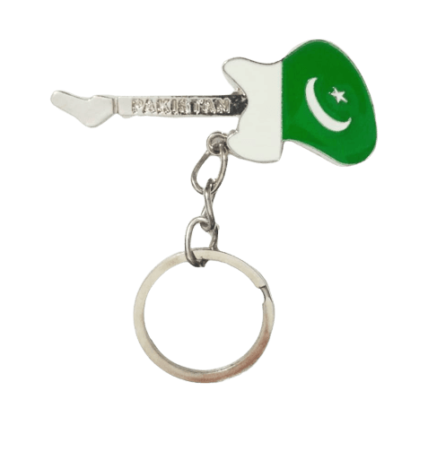 Classic Guitar Shape Pakistan Flag Keychain - 1 Piece
