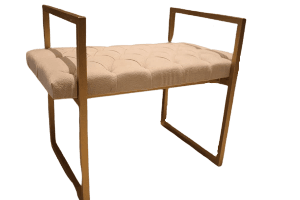 White and Gold Settee Bench - 1 Piece