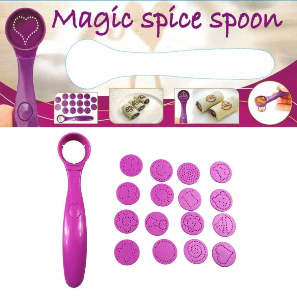 Electric Magic Spice Spoon Mold Art Pen for Coffee With Stencil 15Pcs
