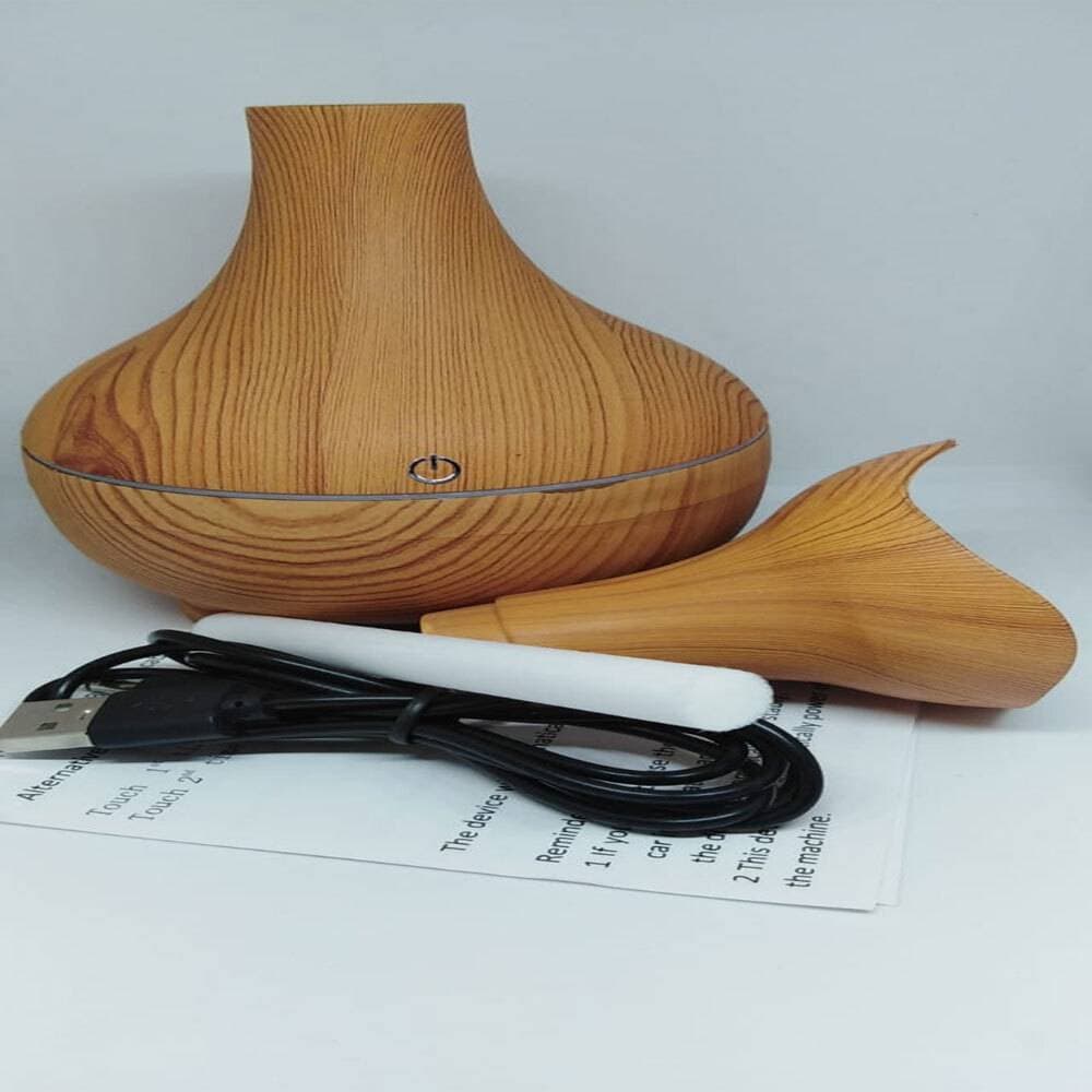USB Humidifier Mini Wood-grain Aromatherapy Oil Diffuser - Light Brown
