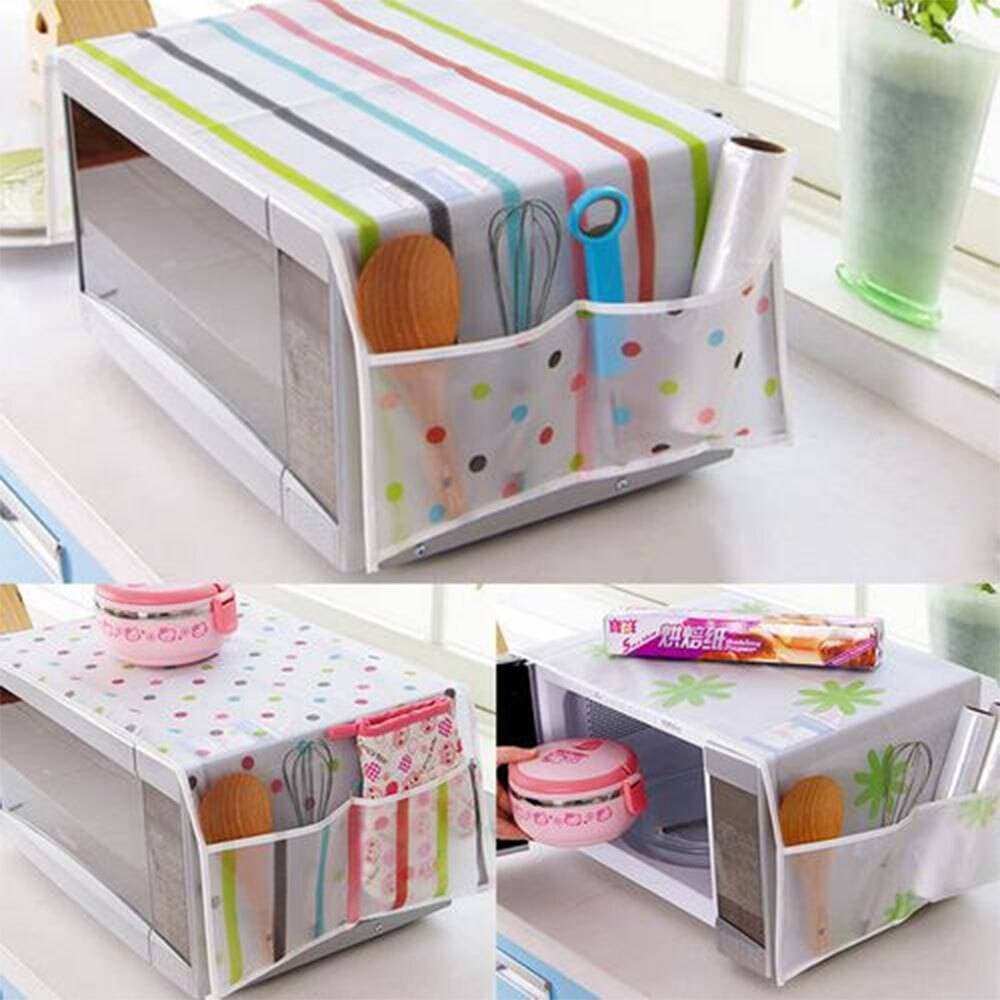 Microwave Dust Cover Waterproof Double Pocket Storage Bag Microwave Oven Cover