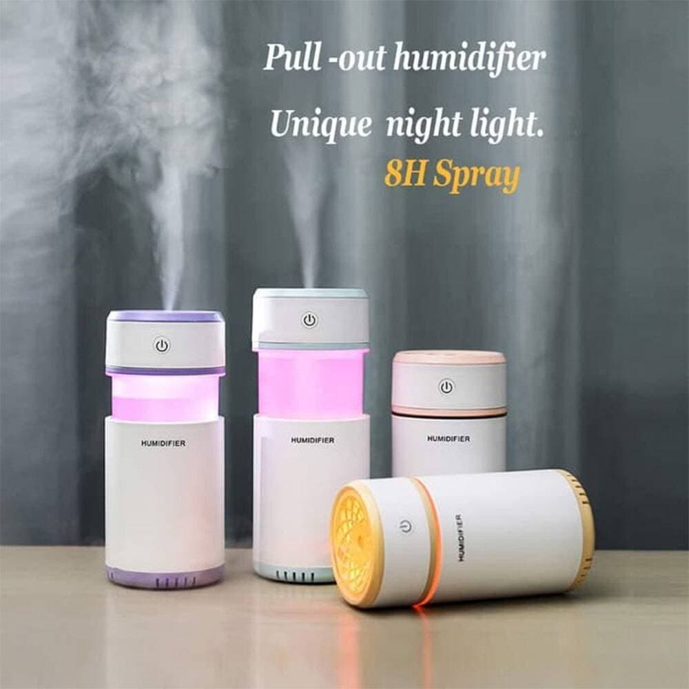 Pull Out Design Air Humidifier 200ml Oil Diffuser LED Air Purifier Office Home - Multi