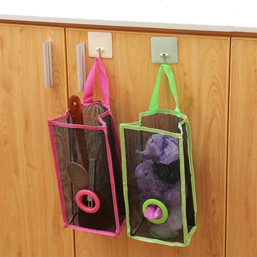 Hanging Mesh Disposable Bag Garbage Bag Storage Holder Organizer Basket