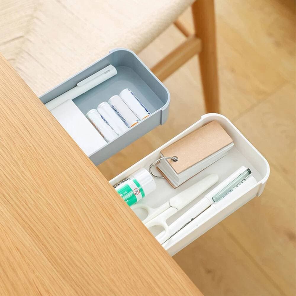 Self-adhesive Desk Drawer Makeup and School Stationery Organizer Storage Box - Multi