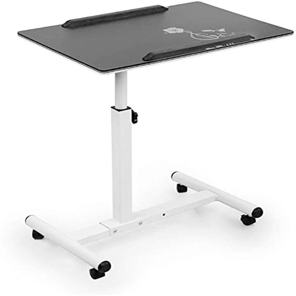 Lazy Bed Laptop Table Folding Table Rotating Height-adjustable Black & White