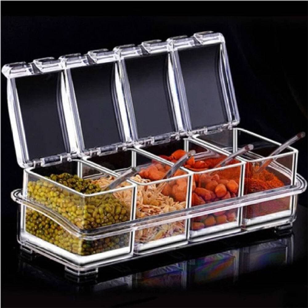 Crystal Seasoning Box Pepper Salt Spice Rack - 4Pcs