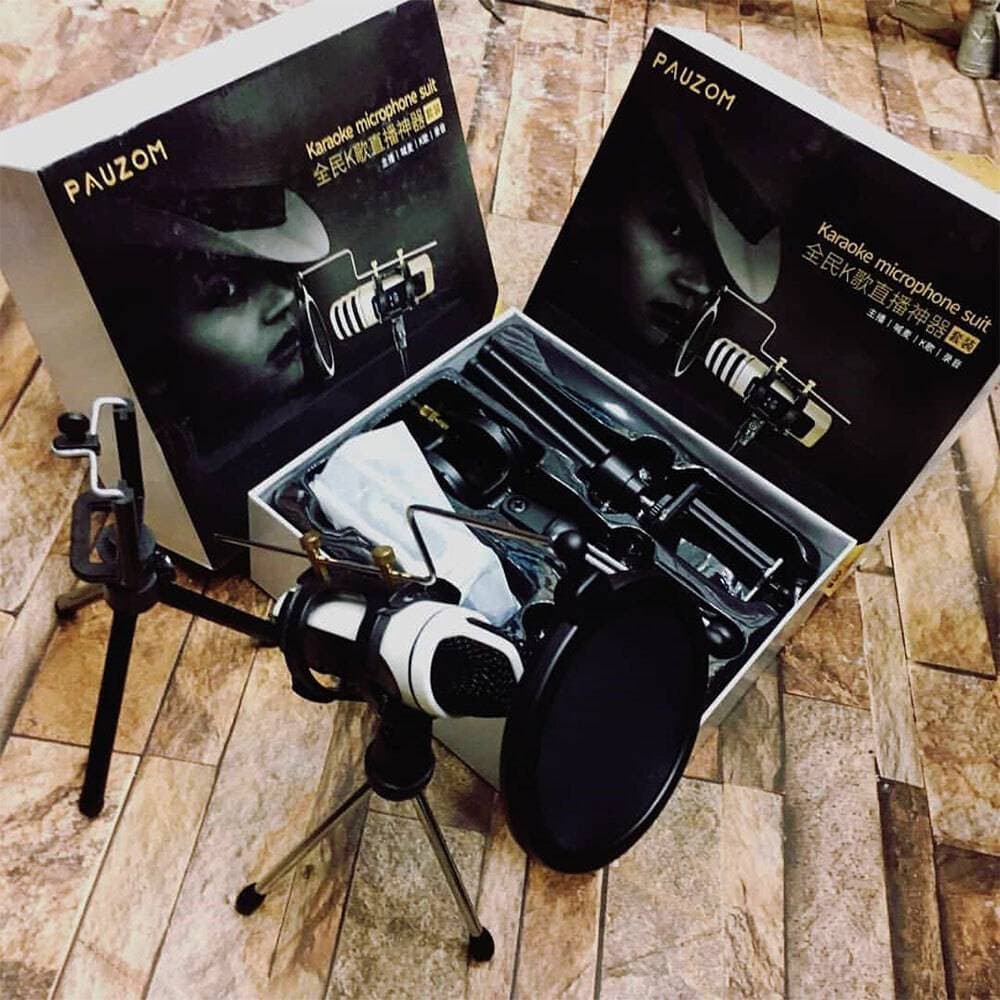 Pauzom Mini Studio Portable Wired Microphone Suit Karaoke Handheld KTV Singing for Smart Phones Comp