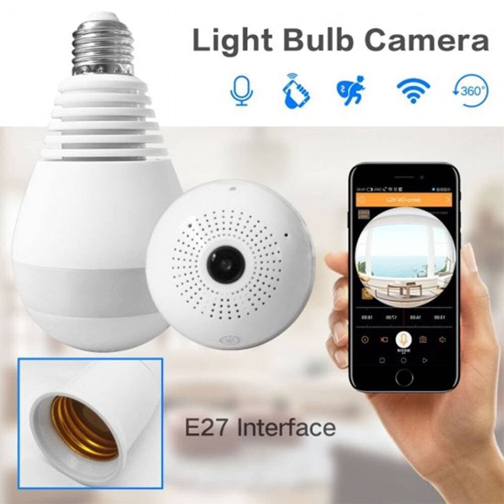 Ip Wireless Panoramic Bulb Camera 1080p Hd 2mp