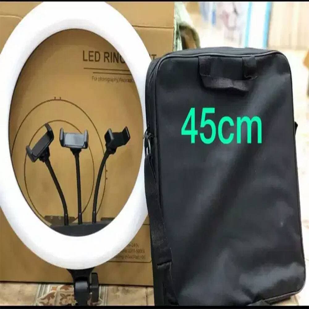45CM RING LIGHT WITH BAG AND 3 MOBILE HOLDERS 6500K DIMMABLE LED RING LIGHT