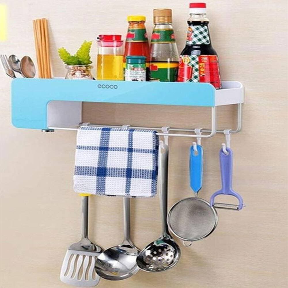 Kitchen Bathroom Organizer Storage Rack Wall Holder With Hook Towel Rack