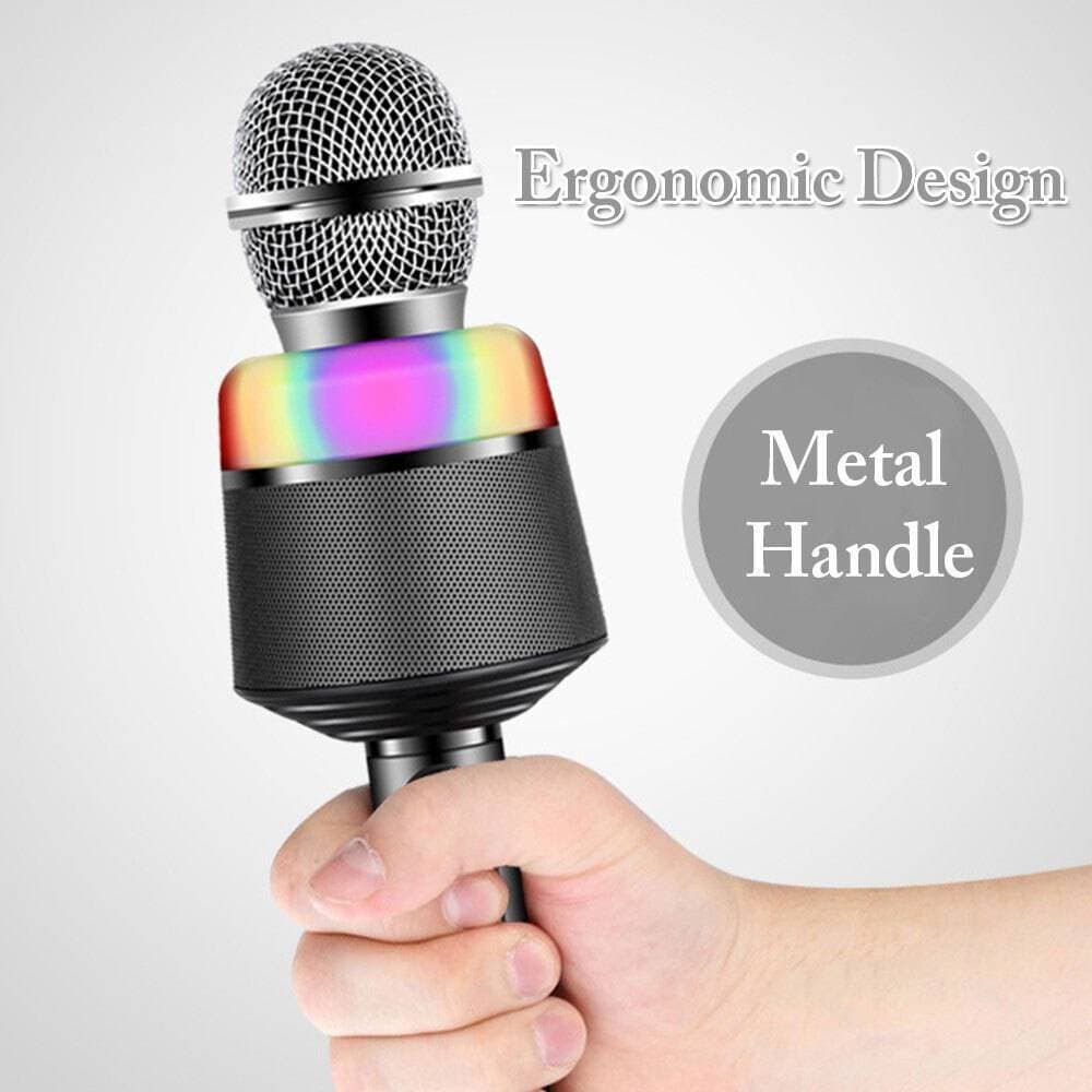 Q008 Bluetooth Microphone Wireless Microphone With Flashing Lights Portable Handhold Mic Speaker For