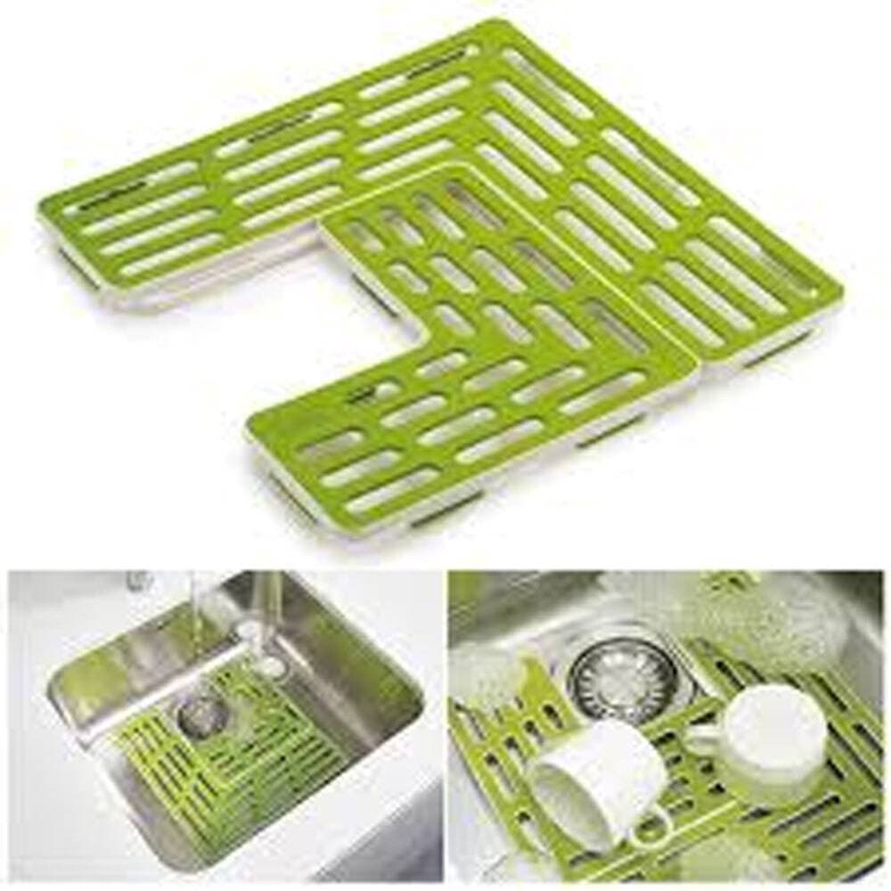Plastic Drain Shelf for Sink and Kitchen Table Top - Green