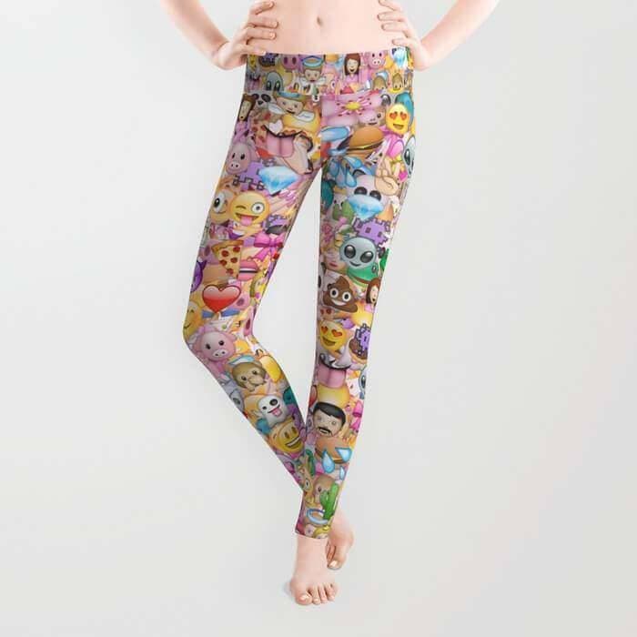 Emoji  Leggings Jersey Fabric For Ladies
