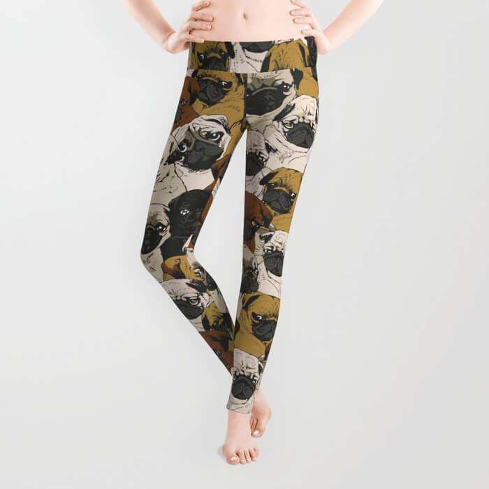 Social Pug Leggings Jersey Fabric For Ladies