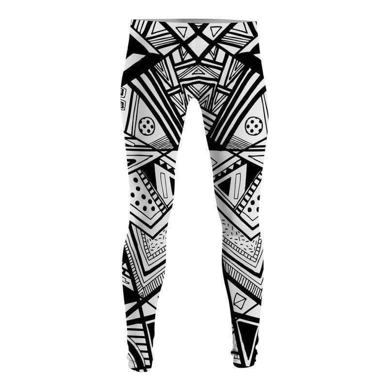 Black and White Patterns Leggings Jersey Fabric For Ladies - Black lines