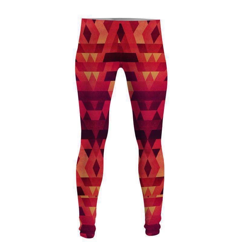 Red Abstract  Leggings Jersey Fabric For Ladies - Red